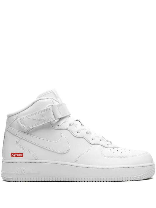 Nike X Supreme Air Force 1 Mid Mini Box Logo White Sneakers